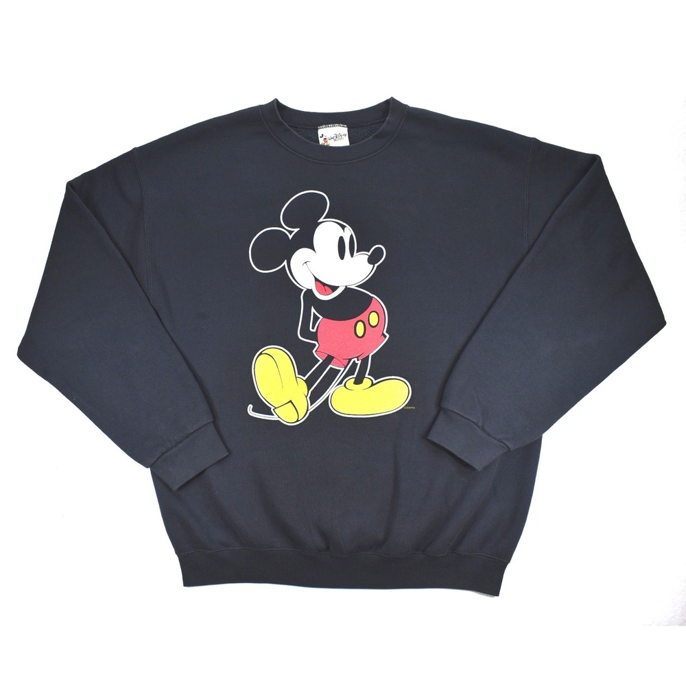 Walt Disney World Mickey Mouse Sweatshirt Navy Blue Crewneck Vintage Style L